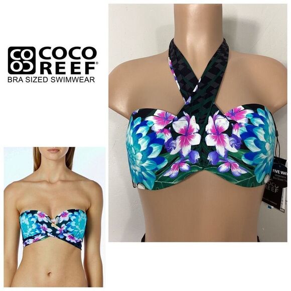 New. Coco Reef 5-way black bikini top. 36/38C - Picture 1 of 15
